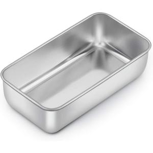 imageEfar Loaf Pan for Baking Bread 9 x 5 Inch Stainless Steel Baking Loaf Pans Metal Bakeware for Bread Meatloaf Cake Brownies Healthy ampamp Non Toxic Easy Release ampamp Dishwasher Safe  Set of 2Silver
