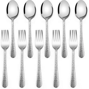 imageEfar Toddler Forks and Spoons Set 10Piece Stainless Steel Toddler Utensils Kids Safe Silverware for Self Feeding Healthy ampamp NonToxic Dishwasher SafeSilver Mirror