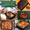 imageEfar 14 x 106 Inch Roasting Pan Stainless Steel Turkey Roaster with V Rack ampamp Baking Rack Set Small Heavy Duty Deep Broiling Pan for Oven Cooking Lasagna Meat Chicken  Dishwasher SafeBlack