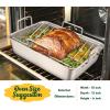 imageEfar 14 x 106 Inch Roasting Pan Stainless Steel Turkey Roaster with V Rack ampamp Baking Rack Set Small Heavy Duty Deep Broiling Pan for Oven Cooking Lasagna Meat Chicken  Dishwasher SafeSilver
