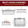 imageEfar 14 x 106 Inch Roasting Pan Stainless Steel Turkey Roaster with V Rack ampamp Baking Rack Set Small Heavy Duty Deep Broiling Pan for Oven Cooking Lasagna Meat Chicken  Dishwasher SafeSilver