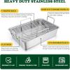 imageEfar 14 x 106 Inch Roasting Pan Stainless Steel Turkey Roaster with V Rack ampamp Baking Rack Set Small Heavy Duty Deep Broiling Pan for Oven Cooking Lasagna Meat Chicken  Dishwasher SafeSilver