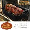 imageEfar 14 x 106 Inch Roasting Pan Stainless Steel Turkey Roaster with V Rack ampamp Baking Rack Set Small Heavy Duty Deep Broiling Pan for Oven Cooking Lasagna Meat Chicken  Dishwasher SafeBlack