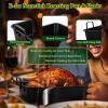 imageEfar 14 x 106 Inch Roasting Pan Stainless Steel Turkey Roaster with V Rack ampamp Baking Rack Set Small Heavy Duty Deep Broiling Pan for Oven Cooking Lasagna Meat Chicken  Dishwasher SafeBlack