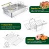 imageEfar 14 x 106 Inch Roasting Pan Stainless Steel Turkey Roaster with V Rack ampamp Baking Rack Set Small Heavy Duty Deep Broiling Pan for Oven Cooking Lasagna Meat Chicken  Dishwasher SafeSilver