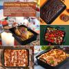 imageEfar 14 x 106 Inch Roasting Pan Stainless Steel Turkey Roaster with V Rack ampamp Baking Rack Set Small Heavy Duty Deep Broiling Pan for Oven Cooking Lasagna Meat Chicken  Dishwasher SafeBlack