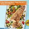 imageEfar Baking Cookie Sheet Set of 2 124x97 Stainless Steel Baking Sheet Pan for Oven with 50 Parchment Paper Rectangle Baking Tray for Cooking Roasting Rust Free ampamp Heavy Duty Dishwasher Safe2