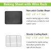 imageEfar Nonstick Baking Sheet with Rack Set 9 x 7 x 1 Inch Cookie Sheet Baking Pan with Cooling Rack for Toaster Oven Commercial Grade ampamp NonToxic Easy to Clean105 x 8 inch