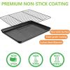 imageEfar Nonstick Baking Sheet with Rack Set 9 x 7 x 1 Inch Cookie Sheet Baking Pan with Cooling Rack for Toaster Oven Commercial Grade ampamp NonToxic Easy to Clean125 x 95 inch