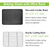 imageEfar Nonstick Baking Sheet with Rack Set 9 x 7 x 1 Inch Cookie Sheet Baking Pan with Cooling Rack for Toaster Oven Commercial Grade ampamp NonToxic Easy to Clean16 x 12 inch