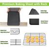 imageEfar Nonstick Baking Sheet with Rack Set 9 x 7 x 1 Inch Cookie Sheet Baking Pan with Cooling Rack for Toaster Oven Commercial Grade ampamp NonToxic Easy to Clean16 x 12 inch