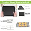 imageEfar Nonstick Baking Sheet with Rack Set 9 x 7 x 1 Inch Cookie Sheet Baking Pan with Cooling Rack for Toaster Oven Commercial Grade ampamp NonToxic Easy to Clean105 x 8 inch