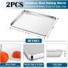 imageEfar Small Baking Sheet with Wire Rack 2 Pans  2 Racks Stainless Steel Cookie Sheets Trays ampamp Cooling Rack for Toaster Oven Non Toxic ampamp Warp Resistant Oven ampamp Dishwasher Safe 105 x 83 x 1 Inch177x13