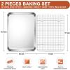 imageEfar Stainless Steel Baking Sheet with Wire Rack Set 16 x 12 Cookie Sheet Baking Pan for Oven Rimmed Large Metal Tray with Cooling Rack for Cooking Roasting NonToxic ampamp Dishwasher Safe105x8