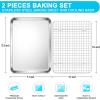 imageEfar Stainless Steel Baking Sheet with Wire Rack Set 16 x 12 Cookie Sheet Baking Pan for Oven Rimmed Large Metal Tray with Cooling Rack for Cooking Roasting NonToxic ampamp Dishwasher Safe125x95