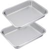 imageEfar Stainless Steel Sheet Cake Pan Set of 2 106 x 83 x17 Inches Small Brownie Baking Pan Rectangular HighSided Cookie Sheet Pans Fit for Toaster Oven NonToxic ampamp Heavy Duty Dishwasher Safe