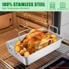imageEfar Turkey Roasting Rack Stainless Steel Rib Rack for Roasting Grilling and Smoking 144 x 10 inches V Shaped ampamp Heavy Duty Dishwasher Safe LargeLarge