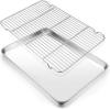 imageLarge Baking Sheet with Rack Set Efar 20x14 Stainless Steel Cookie Sheet Pan for Oven Cooking Roasting Rimmed Metal Tray with Wire Cooling Rack for Bacon Meat Steak  Dishwasher Safe2