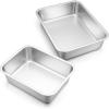 imageEfar Lasagna Pan Set of 2 Deep Stainless Steel Baking Pans 1275 x10 x32 Inches Rectangular Metal Roasting Baking Dish Bakeware for Oven NonToxic ampamp Heavy Duty Dishwasher Safe106 x 83  1275 x 10