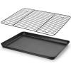 imageEfar Nonstick Baking Sheet with Rack Set 9 x 7 x 1 Inch Cookie Sheet Baking Pan with Cooling Rack for Toaster Oven Commercial Grade ampamp NonToxic Easy to Clean16 x 12 inch