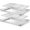 imageEfar Small Baking Sheet with Wire Rack 2 Pans  2 Racks Stainless Steel Cookie Sheets Trays ampamp Cooling Rack for Toaster Oven Non Toxic ampamp Warp Resistant Oven ampamp Dishwasher Safe 105 x 83 x 1 Inch16x12