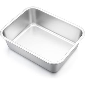 imageEfar Lasagna Pan Set of 2 Deep Stainless Steel Baking Pans 1275 x10 x32 Inches Rectangular Metal Roasting Baking Dish Bakeware for Oven NonToxic ampamp Heavy Duty Dishwasher Safe106 x 83 1 pack