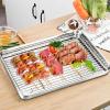 imageBaking Sheet and Rack Set Efar Stainless Steel Rimmed Cookie Sheet Baking Pans Toaster Oven Tray with Cooling Rack Non Toxic ampamp Healthy Rust Free ampamp Dishwasher Safe  8 Pieces 4 Pans ampamp 4 Racks