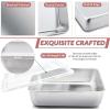 imageEfar 689Inch Square Cake Pan with lid Set Nonstick Square Baking Brownie Pans Bakeware Set of 3 Stainless Steel Core ampamp Easy Clean  6 Pieces3 Pans  3 CoversStainless Steel