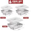 imageEfar 689Inch Square Cake Pan with lid Set Nonstick Square Baking Brownie Pans Bakeware Set of 3 Stainless Steel Core ampamp Easy Clean  6 Pieces3 Pans  3 CoversStainless Steel