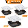 imageEfar 689Inch Square Cake Pan with lid Set Nonstick Square Baking Brownie Pans Bakeware Set of 3 Stainless Steel Core ampamp Easy Clean  6 Pieces3 Pans  3 CoversNonstick