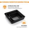 imageEfar 689Inch Square Cake Pan with lid Set Nonstick Square Baking Brownie Pans Bakeware Set of 3 Stainless Steel Core ampamp Easy Clean  6 Pieces3 Pans  3 CoversNonstick