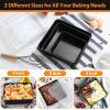 imageEfar 689Inch Square Cake Pan with lid Set Nonstick Square Baking Brownie Pans Bakeware Set of 3 Stainless Steel Core ampamp Easy Clean  6 Pieces3 Pans  3 CoversNonstick