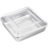 imageEfar 8 x 8Inch Square Baking Pan with Lid Stainless Steel Square Cake Brownie Pan Fit for Toaster Oven Nontoxic ampamp Healthy Easy Storage ampamp Dishwasher Safe  2 Pieces2