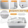 imageEfar 8 x 8Inch Square Baking Pan with Lid Stainless Steel Square Cake Brownie Pan Fit for Toaster Oven Nontoxic ampamp Healthy Easy Storage ampamp Dishwasher Safe  2 Pieces4