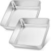 imageEfar 9x9 Inch Square Cake Pan Stainless Steel Baking Pan for Lasagna Brownies Casseroles Silver Square Bakeware for Oven Cooking NonToxic ampamp Rust Free Dishwasher Safe 2 Inch deep2