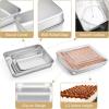 imageEfar Baking Pan with Lid12410494 inch Stainless Steel Rectangular Sheet Cake Pans with Cover Metal Bakeware Sets for Lasagna Casseroles Brownie Nontoxic ampamp Dishwasher Safe  3 Pans  3 Lids