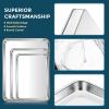 imageEfar Baking Pans Set of 3 Stainless Steel Sheet Cake Pan for Oven  12510594Inch Rectangle Bakeware Set for Cake Lasagna Brownie Casserole Cookie Nontoxic ampamp Healthy Dishwasher Safe3 Pieces Baking Sheet Set