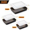 imageEfar Baking Pans with Lids Set of 3 Nonstick Sheet Cake Pan for Oven Lasagna Brownie Casserole  12510594Inch Rectangle Metal Bakeware Set Stainless Steel Core  6 Pieces3 Pans  3 Covers