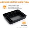 imageEfar Baking Pans with Lids Set of 3 Nonstick Sheet Cake Pan for Oven Lasagna Brownie Casserole  12510594Inch Rectangle Metal Bakeware Set Stainless Steel Core  6 Pieces3 Pans  3 Covers