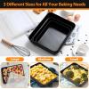 imageEfar Baking Pans with Lids Set of 3 Nonstick Sheet Cake Pan for Oven Lasagna Brownie Casserole  12510594Inch Rectangle Metal Bakeware Set Stainless Steel Core  6 Pieces3 Pans  3 Covers