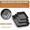 imageEfar Nonstick Baking Pans Set of 3 Rectangle Stainless Steel Sheet Cake Pan for Toaster Oven 12510594 Inch Black Bakeware for Brownie Lasagna Casserole Cake Nontoxic ampamp Healthy 2 inch Deep