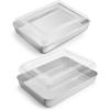 imageEfar Stainless Steel Baking Pan with Lid 12 x 9 x 2 Inch Rectangle Sheet Cake Pans with Covers Bakeware for Cakes Brownies Casseroles Nontoxic ampamp Healthy Heavy Duty ampamp Dishwasher Safe  Set of 22Pans2Lids