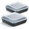 image9x9 Inch Square Baking Pan with Lid Set Efar Nonstick Square Cake Pans Metal Bakeware for Oven Cooking Lasagna Brownies Stainless Steel Core ampamp Easy Release 4 Pieces2 Pans2 Covers2 pans2 lids