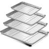 imageBaking Sheet and Rack Set Efar Stainless Steel Rimmed Cookie Sheet Baking Pans Toaster Oven Tray with Cooling Rack Non Toxic ampamp Healthy Rust Free ampamp Dishwasher Safe  8 Pieces 4 Pans ampamp 4 Racks