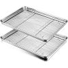 imageBaking Sheet with Rack Set Efar Stainless Steel Baking Pans Tray Cookie Sheet with Cooling Rack 16 x 12 x 1 inch Non Toxic ampamp Healthy Rust Free ampamp Dishwasher Safe  4 Pieces 2 Sheets  2 Racks