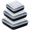 imageEfar 689Inch Square Cake Pan with lid Set Nonstick Square Baking Brownie Pans Bakeware Set of 3 Stainless Steel Core ampamp Easy Clean  6 Pieces3 Pans  3 CoversNonstick