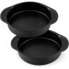 imageEfar 8 Inch Cake Pan Set of 2 Nonstick Round Cake Pans Tins with Handle for Birthday Wedding Stainless Steel Core ampamp Nontoxic Coating Easy Grips ampamp Straight SideBlack