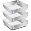imageEfar 8 x 8Inch Baking Pan Square Cake Brownie Baking Pans Stainless Steel Bakeware Set of 3 Fits in Small Toaster Oven Nontoxic ampamp Dishwasher Safe3 Pcs