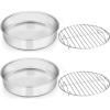 imageEfar 9 Inch Cake Pan Set of 2 Stainless Steel Round Cake Baking Pans NonToxic ampamp Healthy Mirror Finish ampamp Dishwasher Safe8Inch 2 Cake Pans  2 Racks
