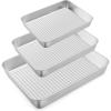 imageEfar Baking Pans Set of 3 Stainless Steel Sheet Cake Pan for Oven  12510594Inch Rectangle Bakeware Set for Cake Lasagna Brownie Casserole Cookie Nontoxic ampamp Healthy Dishwasher Safe3 Pieces Set  Textured